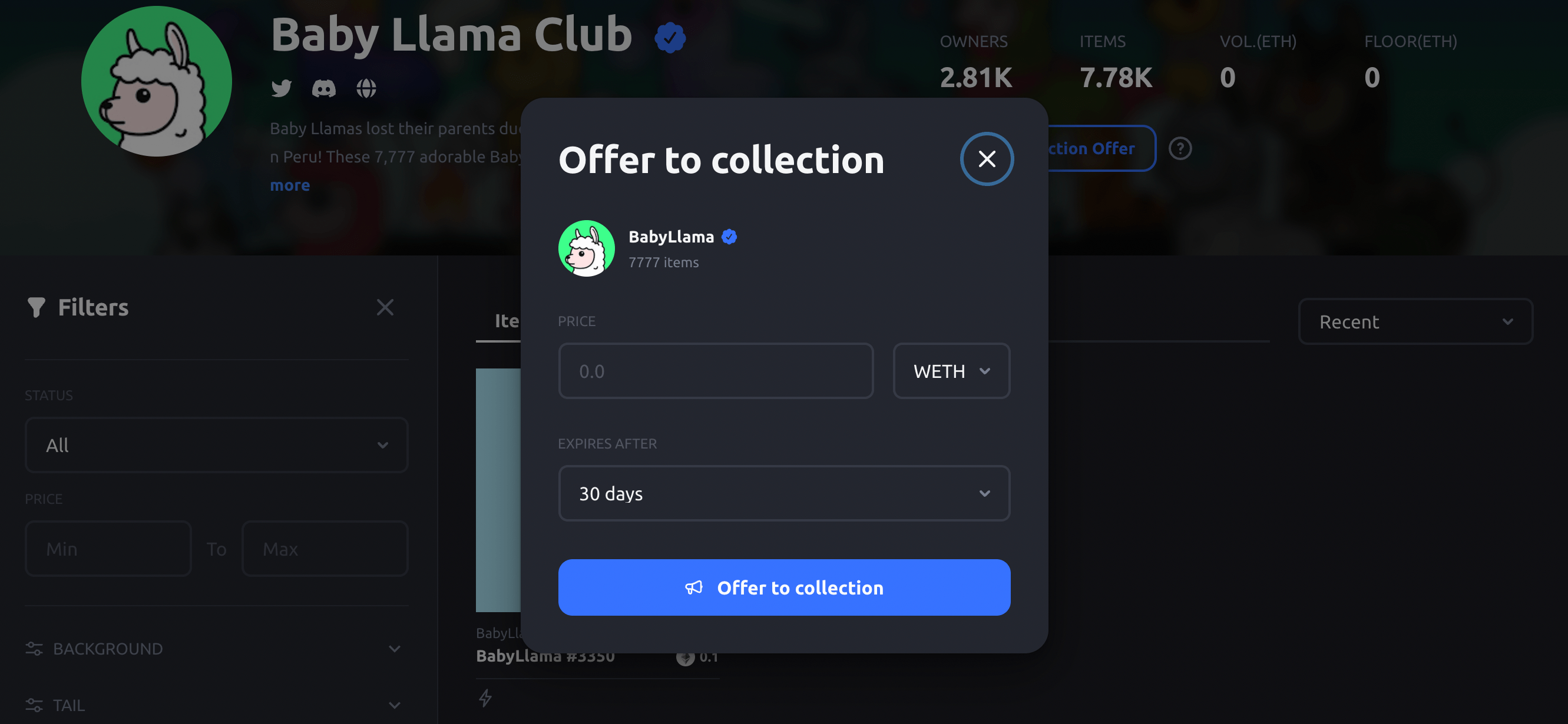 Collection offer dialogue