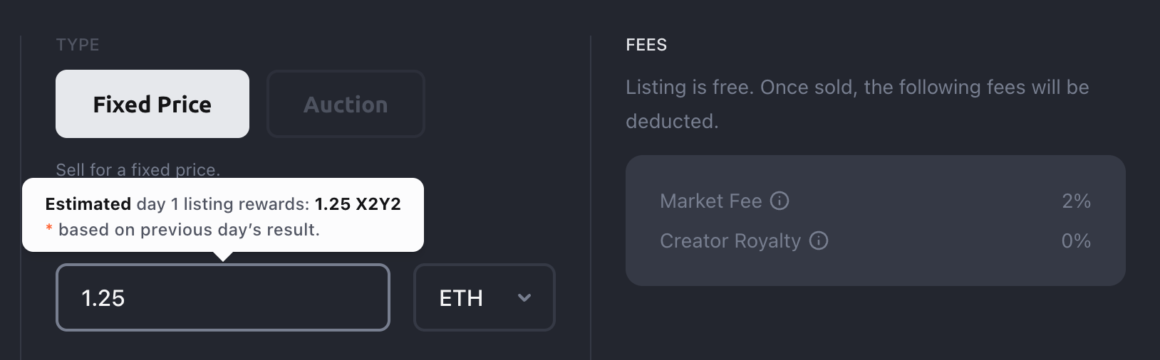 Listing Rewards Estimated