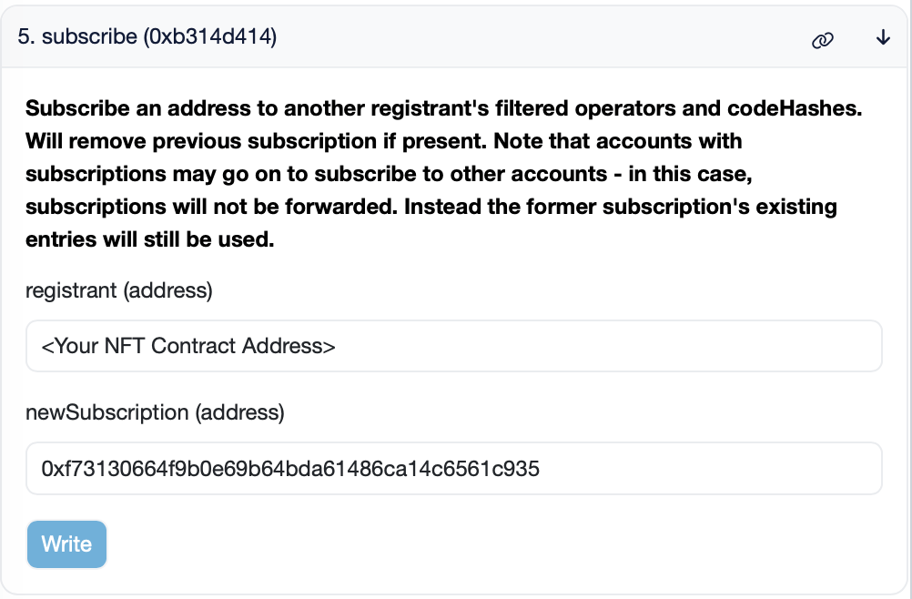Update OperatorFilterRegistry subscription